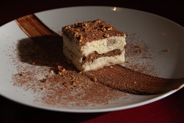 italian dessert tiramisu close up top view