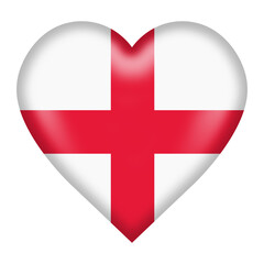 England flag heart button 3d illustration isolated on white with clipping path
