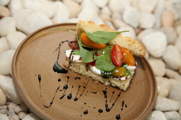 Italian panino sandwich on table close up