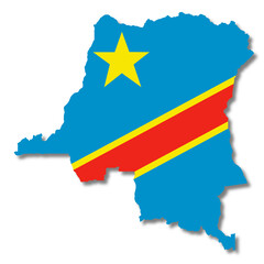 Democratic Republic of Congo map on white background 3d illustration with clipping path
