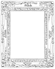 Sketchy pencil drawing of ornate decorated frame - to fit 5x 7 image