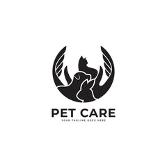 Dog Hand Logo Stock Illustrations. Dog care Logo for Pet care icon symbols.