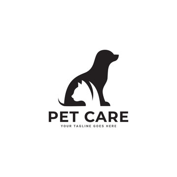 Dog Hand Logo Stock Illustrations. Dog care Logo for Pet care icon symbols.