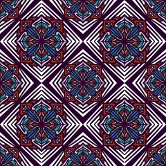 Seamless pattern flower with mandala, vintage decorative elements, vintage decorative elements illustration, Ethnic mandala with colorful tribal ornaments