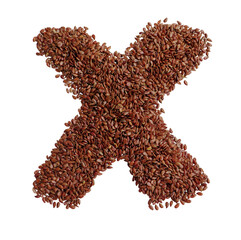 Letter X made with Linseed also known as flaxseed isolated on transparent background - 522131002