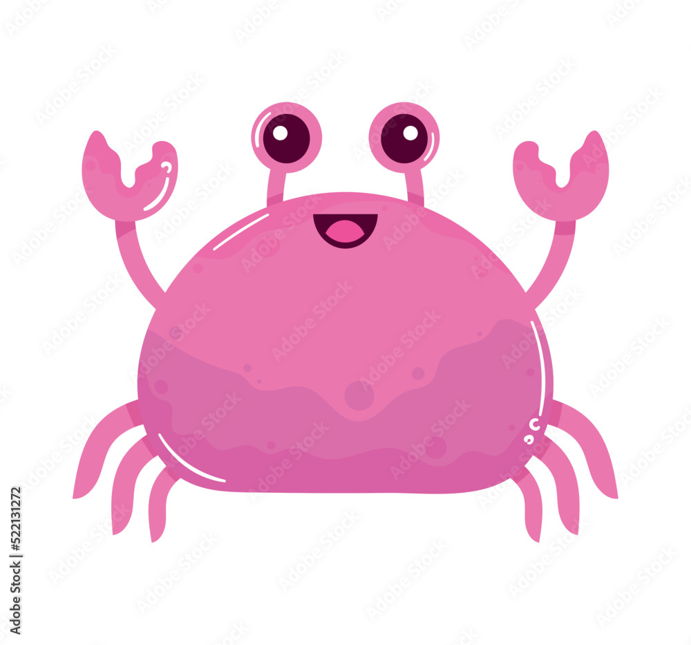 Sticker pink crab sealife animal