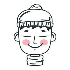 man head with wool cap
