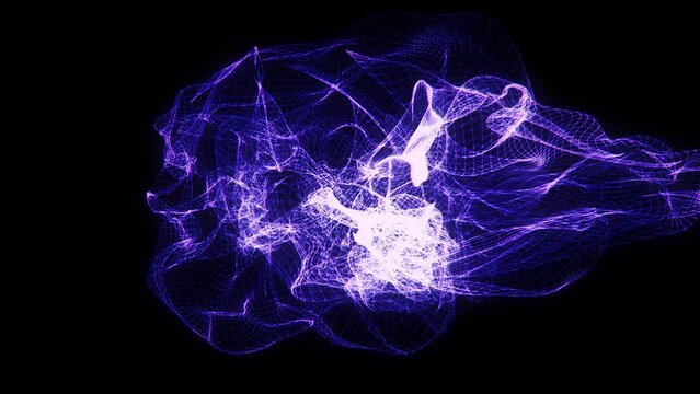 Animation blue neon wave on a black background.
