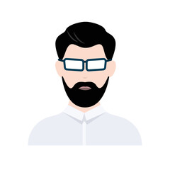 Vector icon of office man. Adult man in glasses. Avatar in flat design