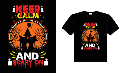 Halloween horror vintage t-shirt design, scary print template vector graphics, high-quality typography illustration shirt design