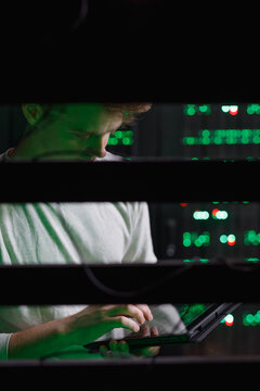 Computer specialist analysing database of web 