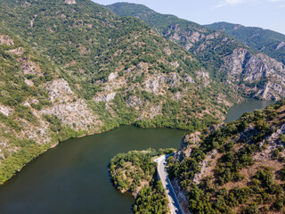 Obraz na płótnie Canvas Aerial view of Krichim Reservoir, Bulgaria
