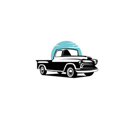 Classic hot rod truck restoration emblem ready made logo design concept