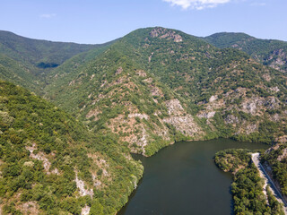 Obraz na płótnie Canvas Aerial view of Krichim Reservoir, Bulgaria