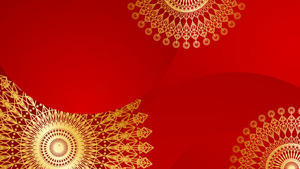Luxury abstract red and gold background with mandala pattern. Abstract luxury red gold background. Modern golden line design template. Premium gold with elegant geometric banner vector illustration