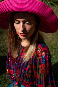 Portrait caucasian Russian blonde modern model