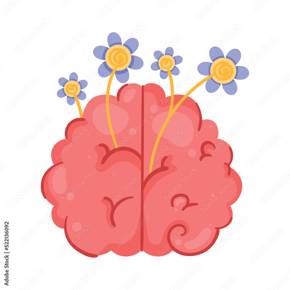 Canvas Prints brain human with flowers