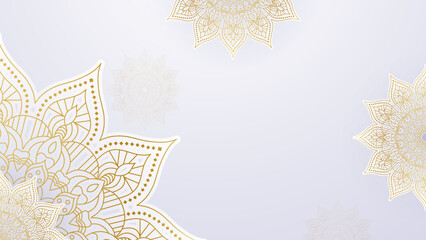 Luxurious white arabesque background with gold mandala style art vector