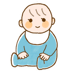 お座りする赤ちゃんのシンプルなイラスト