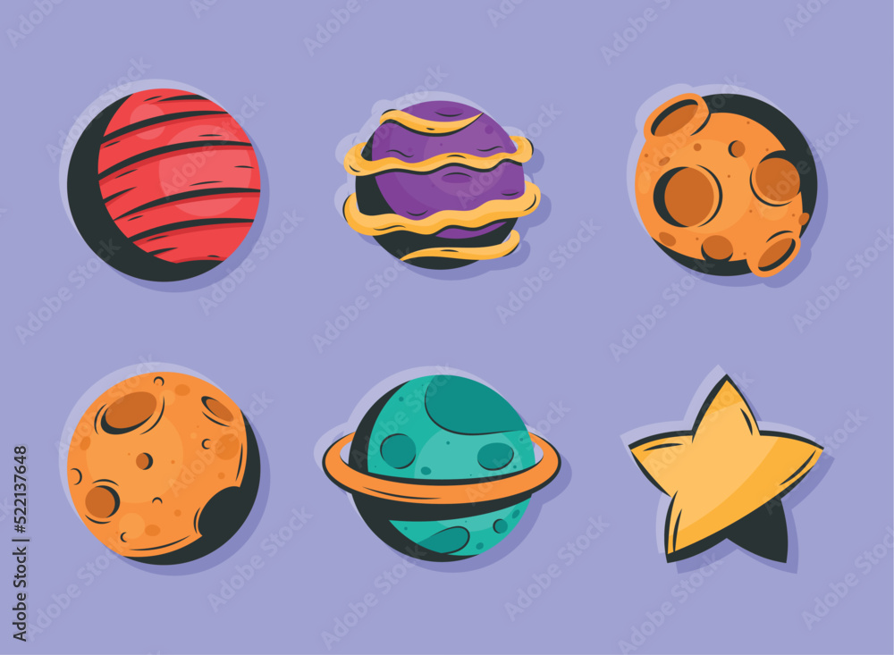 Canvas Prints six space outer icons