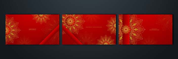 Luxury abstract red and gold background with mandala pattern. Decorative mandala for print, poster, cover, flyer, banner.