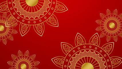 Luxury abstract red and gold background with mandala pattern. Decorative mandala for print, poster, cover, flyer, banner.