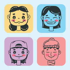 group of persons heads characters
