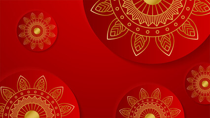 Luxury red and gold ornamental mandala background with arabic islamic east pattern style premium vector