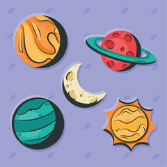 space outer five icons