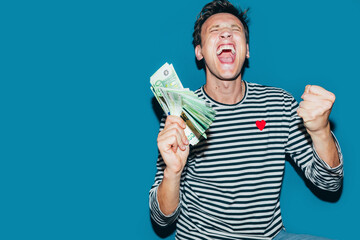 Happy Man Holding Money 