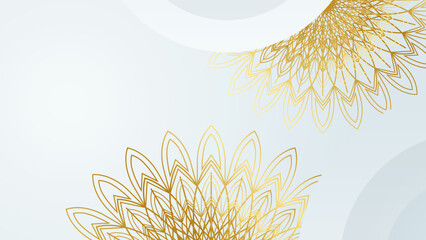 Luxury mandala with royal golden arabesque arabic islamic east style background. Luxury white and gold mandala pattern background