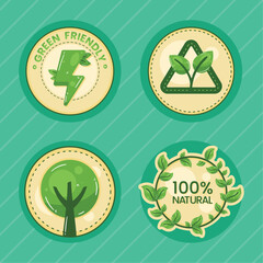 four eco friendly icons