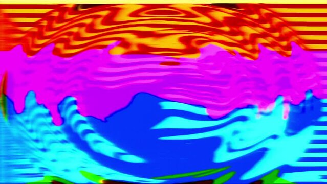 Abstract Background Loop Analog Yellow Red Green Pink Cyan Blue Strobo Circle Feed Lines 2a