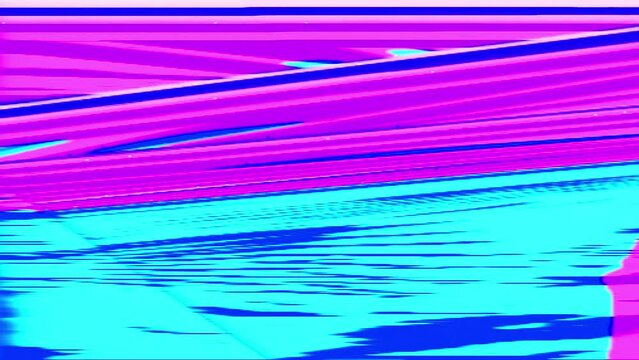 Abstract Background Loop Analog Purple Pink Blue Cyan Strobo Feed Rays Glitch 8b