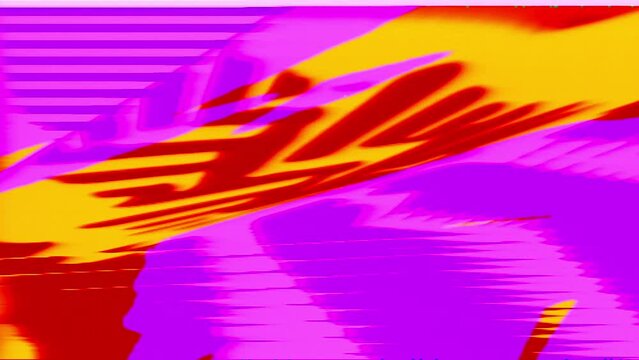 Abstract Background Loop Analog Pink Yellow Red Strobo Feed Glitch 7
