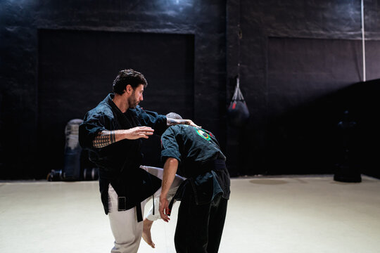 Kajukenbo fighters attacking each other