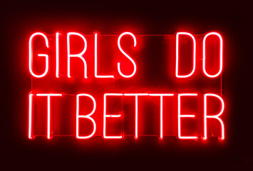 Neon sign on dark background