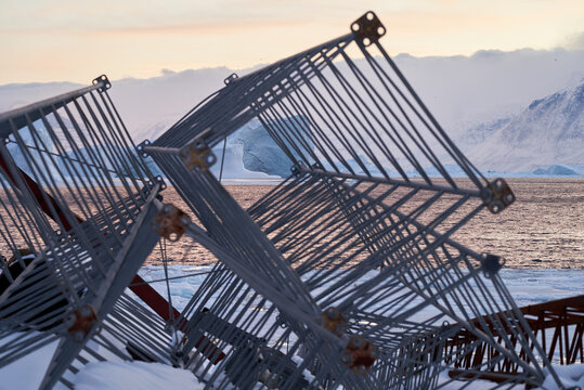 Arctic construction project metal frames & iceberg: environment issues