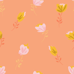 Floral seamless pattern background for fashion prints, fabric, wallpaper and all prints on background earth tone color.