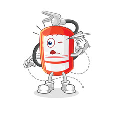 extinguisher with paper plane character. cartoon mascot vector