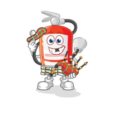 extinguisher scottish with bagpipes vector. cartoon character