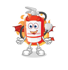 extinguisher demon with wings character. cartoon mascot vector