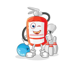 extinguisher play bowling illustration. character vector