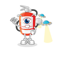 extinguisher alien cartoon mascot vector