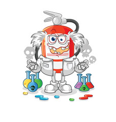 extinguisher mad scientist illustration. character vector