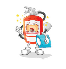 extinguisher yawn character. cartoon mascot vector