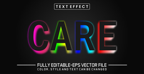 Care Modern Neon bright text effect Full editable text