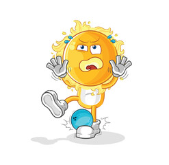 sun hiten by bowling cartoon. cartoon mascot vector