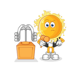sun judge holds gavel. character vector