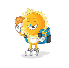 sun goes to school vector. cartoon character